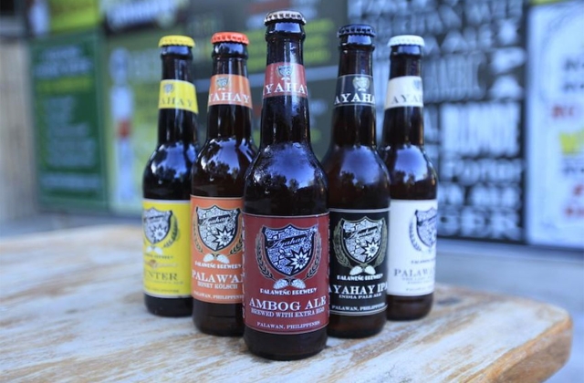 The craft beers on offer at the Palaweño Brewery are hand-labeled and brewed in-house daily.