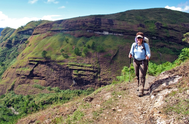 Happy hiker on the trail in Kibungan