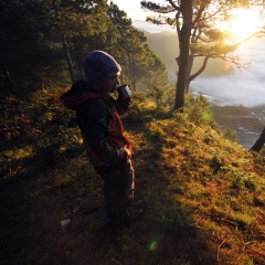 Bewundern den Sonnenaufgang am Maligcong